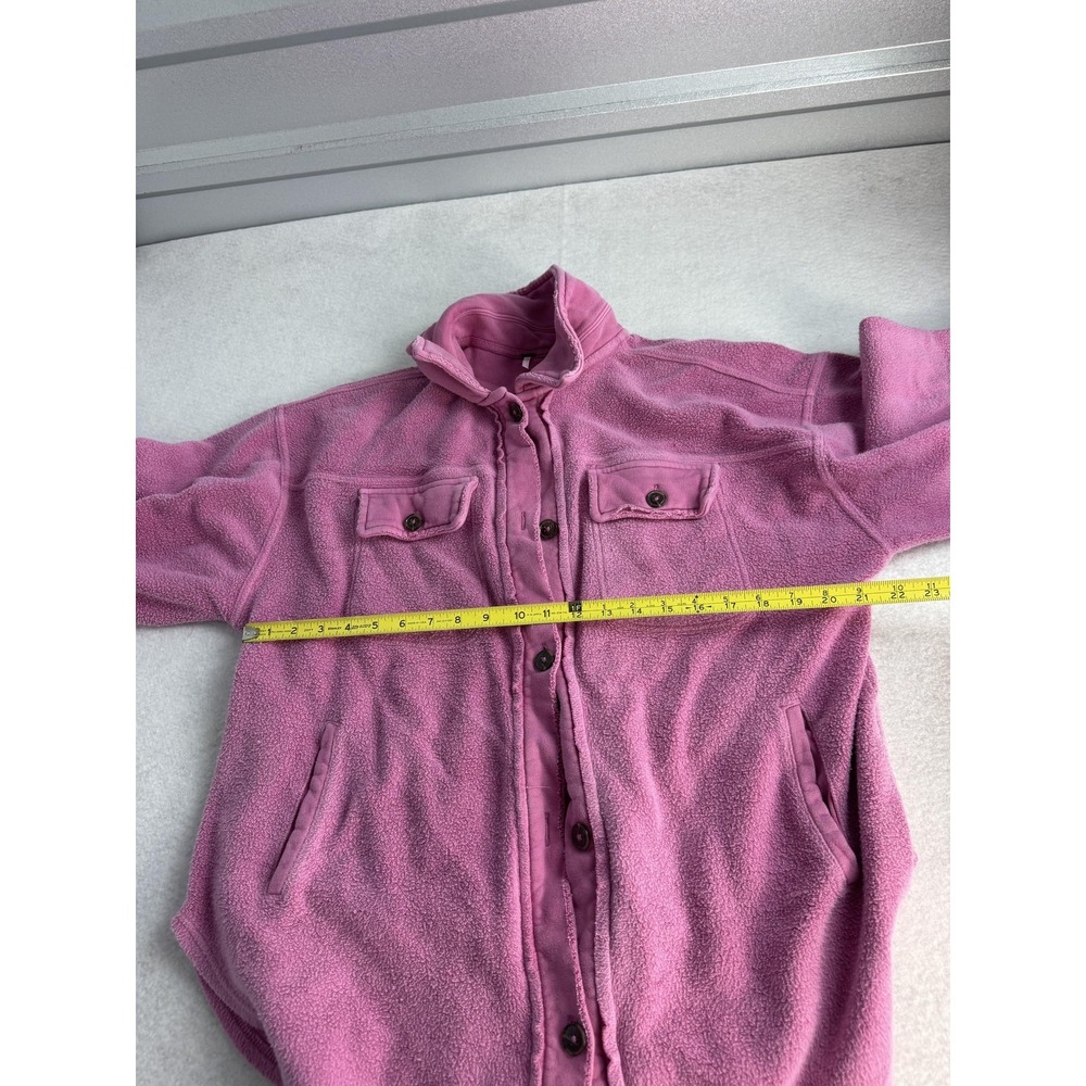 Free People Jacket Womens Small Pink Fleece Button Shacket Pockets Collared - Picture 4 of 8